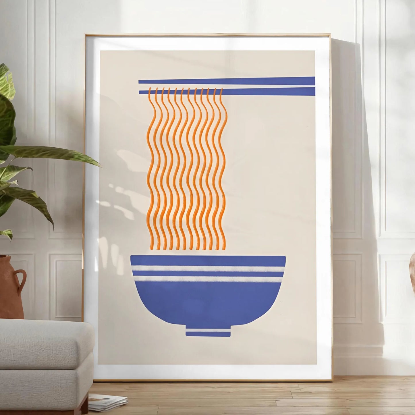 space vibrant Ramen Kitchen poster orange gray food lovers eye wall art room culinary haven unique gift available A4 cm A0