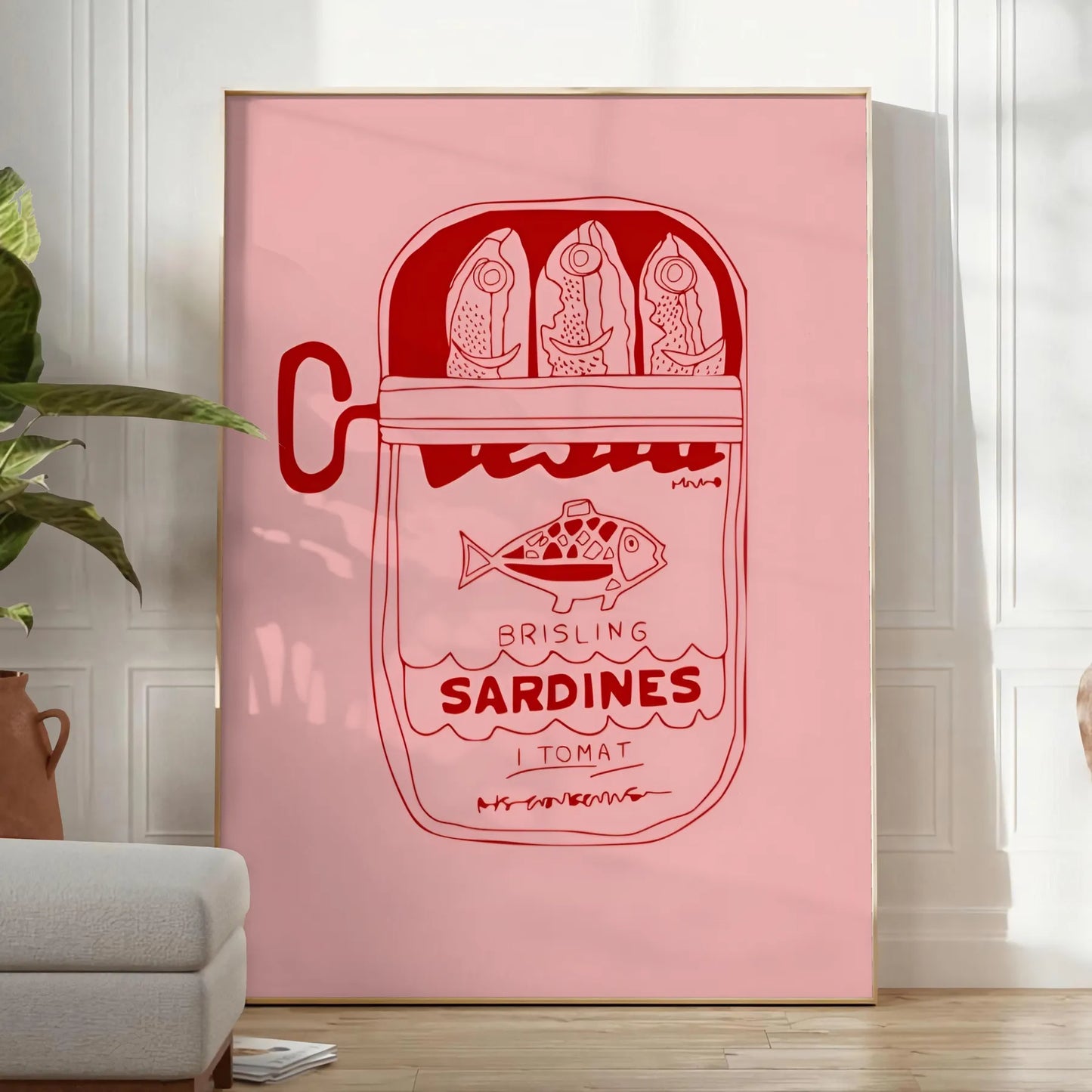 space Sardine Kitchen poster rustic brown gray hues unique wall art charming culinary touch room perfect gift sizes A4 cm A0