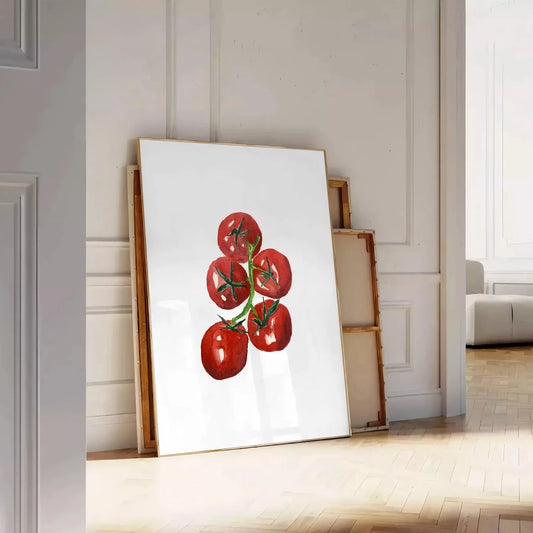 kitchen captivating tomatoes poster earthy brown lush green tones vibrant wall art perfect food lovers ideal gift space stunning artwork print