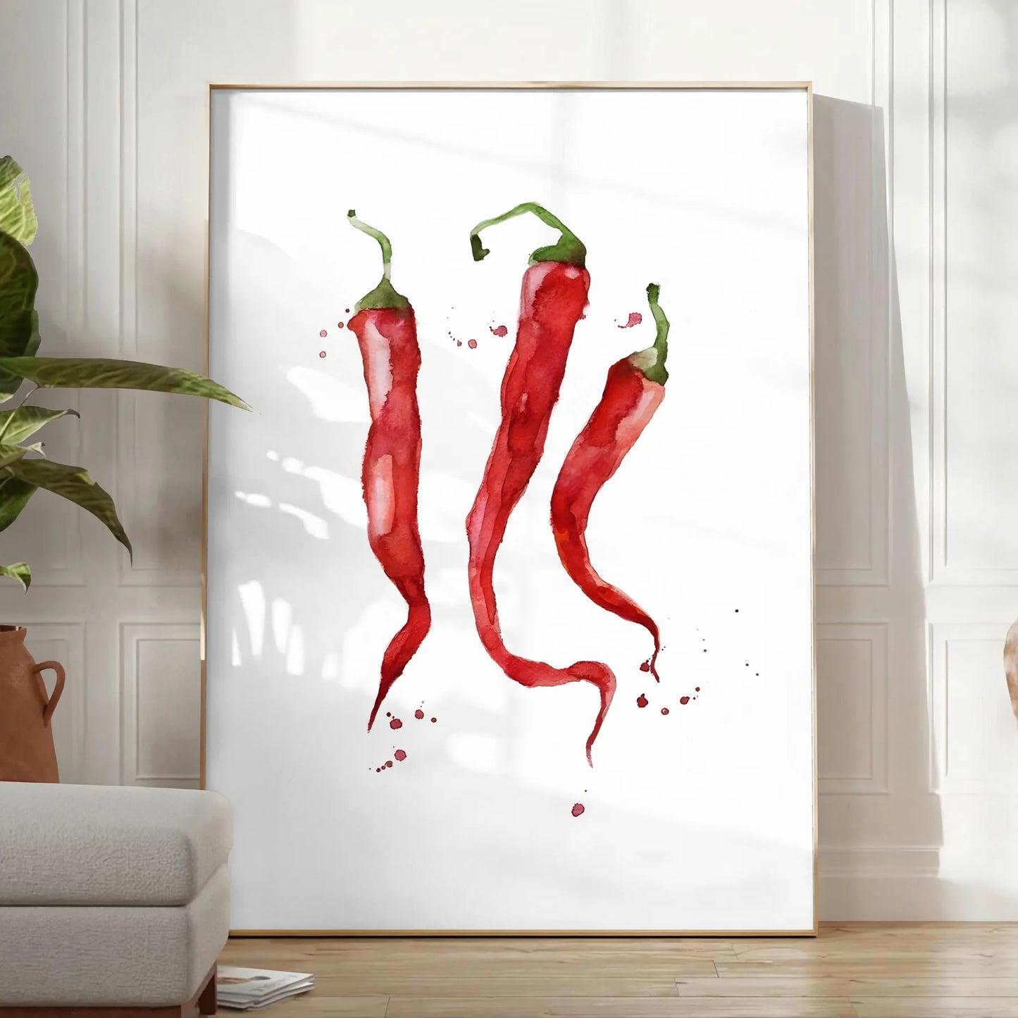 kitchen aesthetic pepper poster rich brown vibrant green hues stunning wall art perfect gift culinary enthusiast ideal size A4 cm A0 space today
