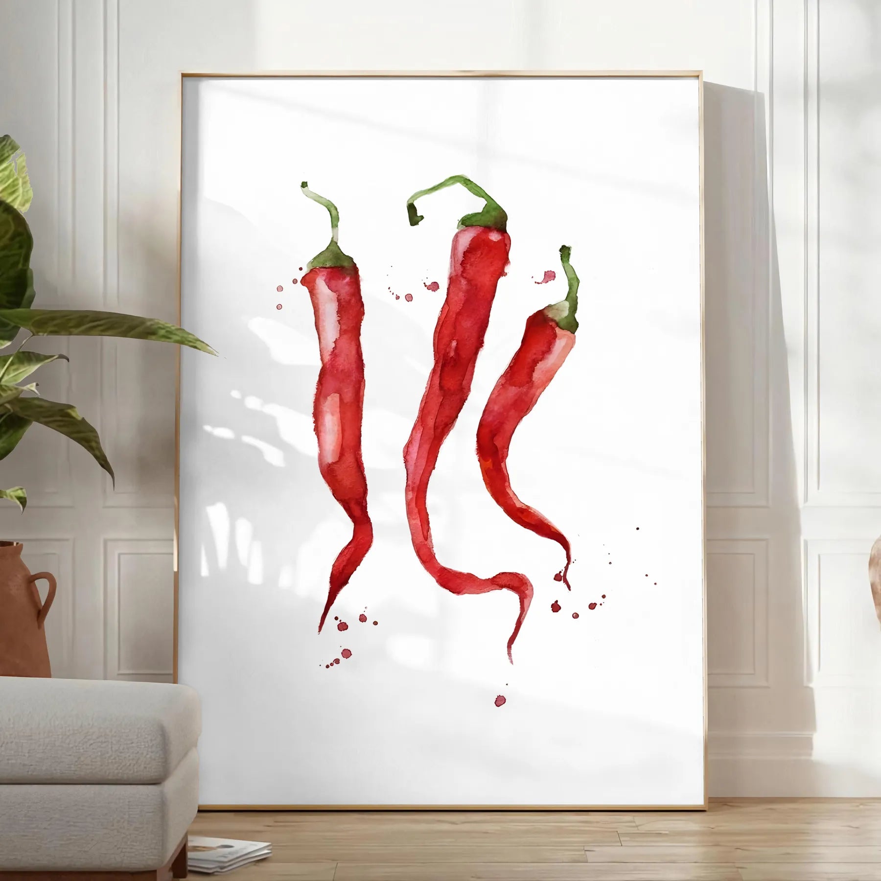 kitchen aesthetic pepper poster rich brown vibrant green hues stunning wall art perfect gift culinary enthusiast ideal size A4 cm A0 space today