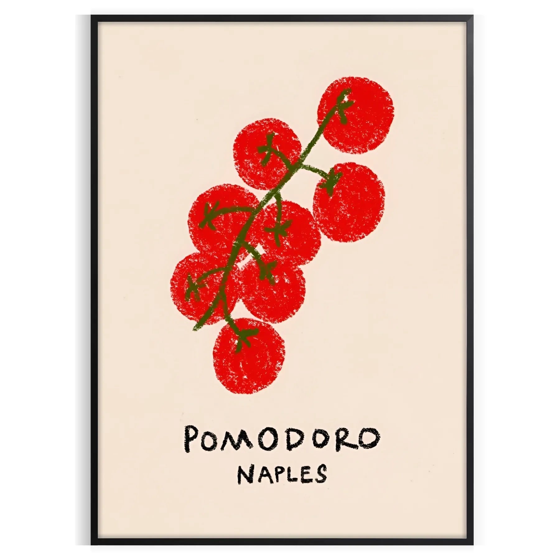 kitchen decor vibrant Pomodoro Naples poster fusion green orange hues wall art unique gift essence Italy culinary artistry sizes A4 cm A0