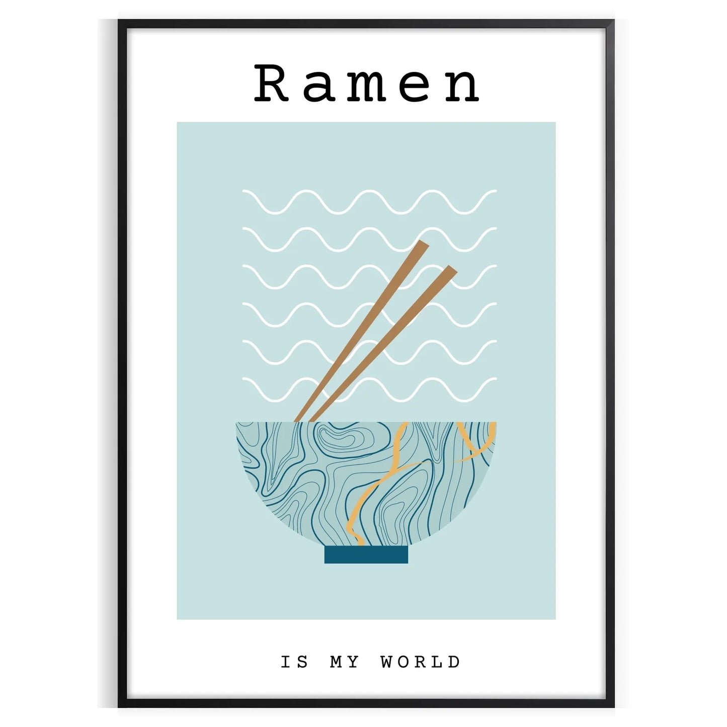 kitchen decor vibrant ramen poster green blue hues unique wall art piece thoughtful gift food lovers space today various sizes A4 cm A0