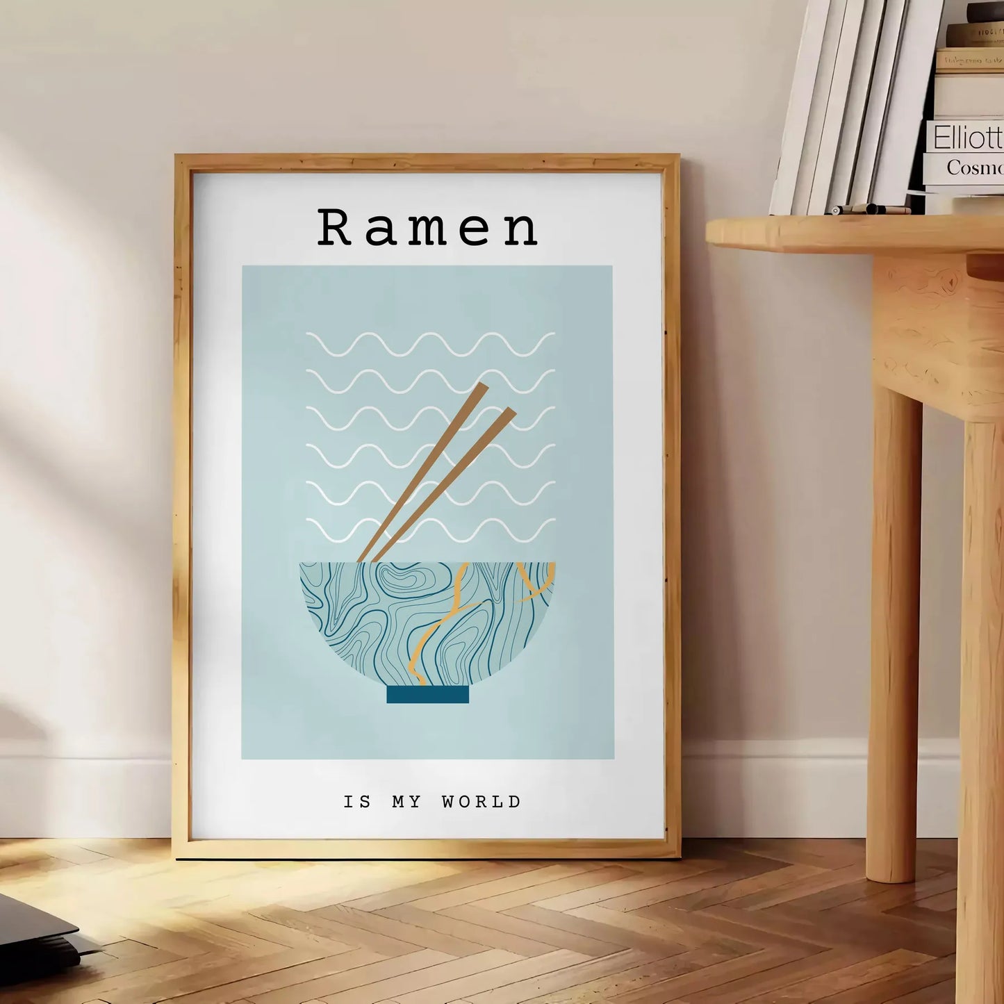 kitchen decor vibrant ramen poster green blue hues unique wall art piece thoughtful gift food lovers space today various sizes A4 cm A0