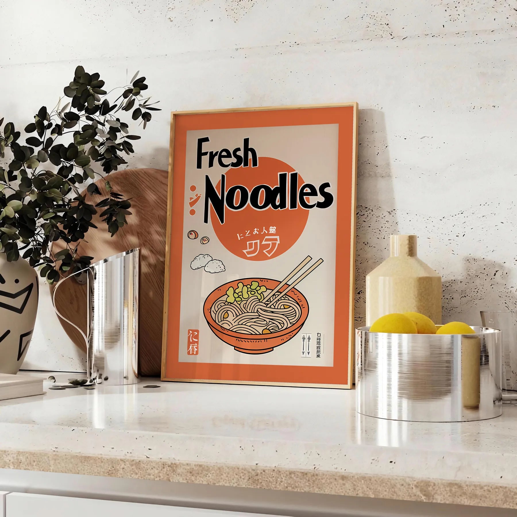 space stunning ramen kitchen poster striking black brown palette wall art artwork unique gift food lovers enthusiasts convenience