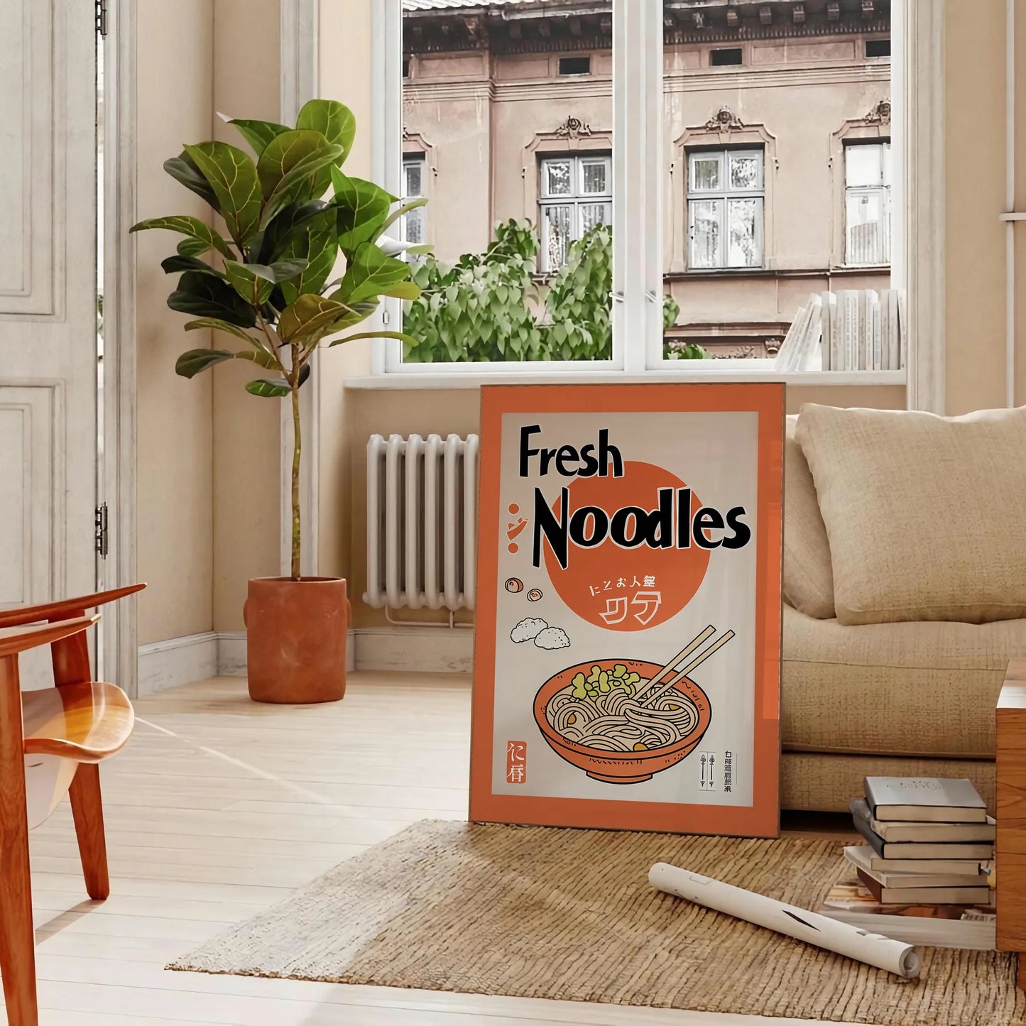 space stunning ramen kitchen poster striking black brown palette wall art artwork unique gift food lovers enthusiasts convenience