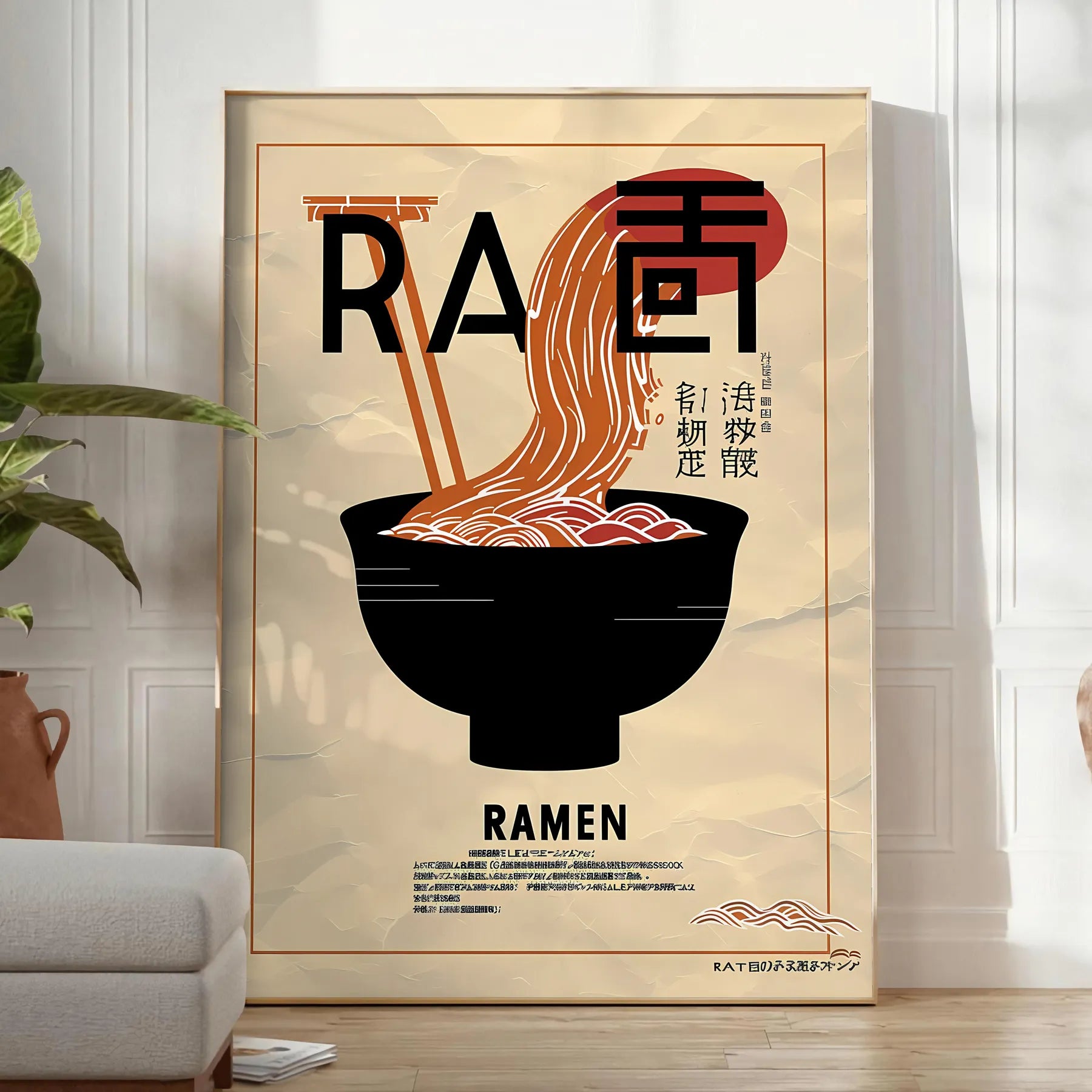 kitchen ramen lover paradise stunning black brown poster wall art unique gift artwork essence bustling sizes A4 cm A0
