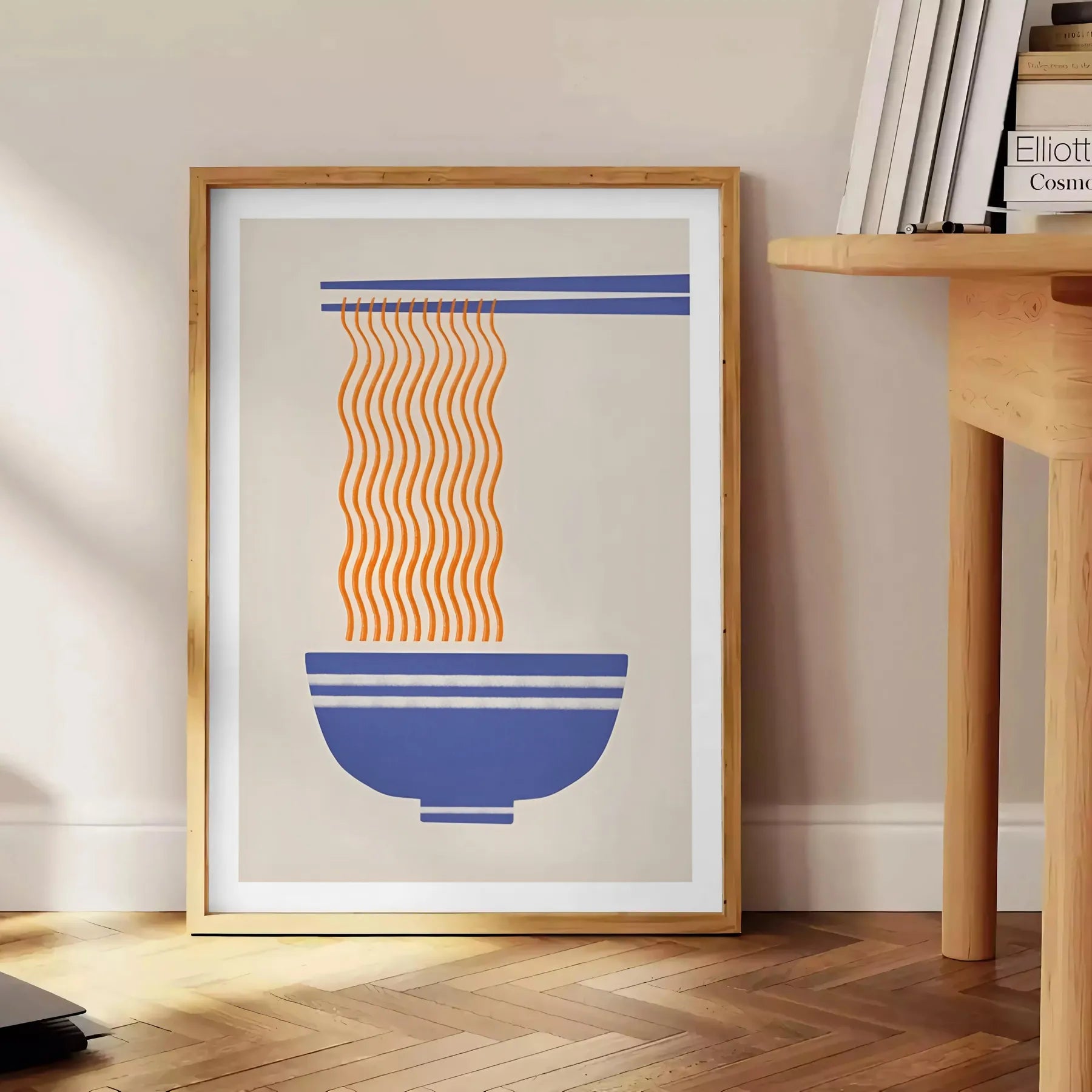 space vibrant Ramen Kitchen poster orange gray food lovers eye wall art room culinary haven unique gift available A4 cm A0