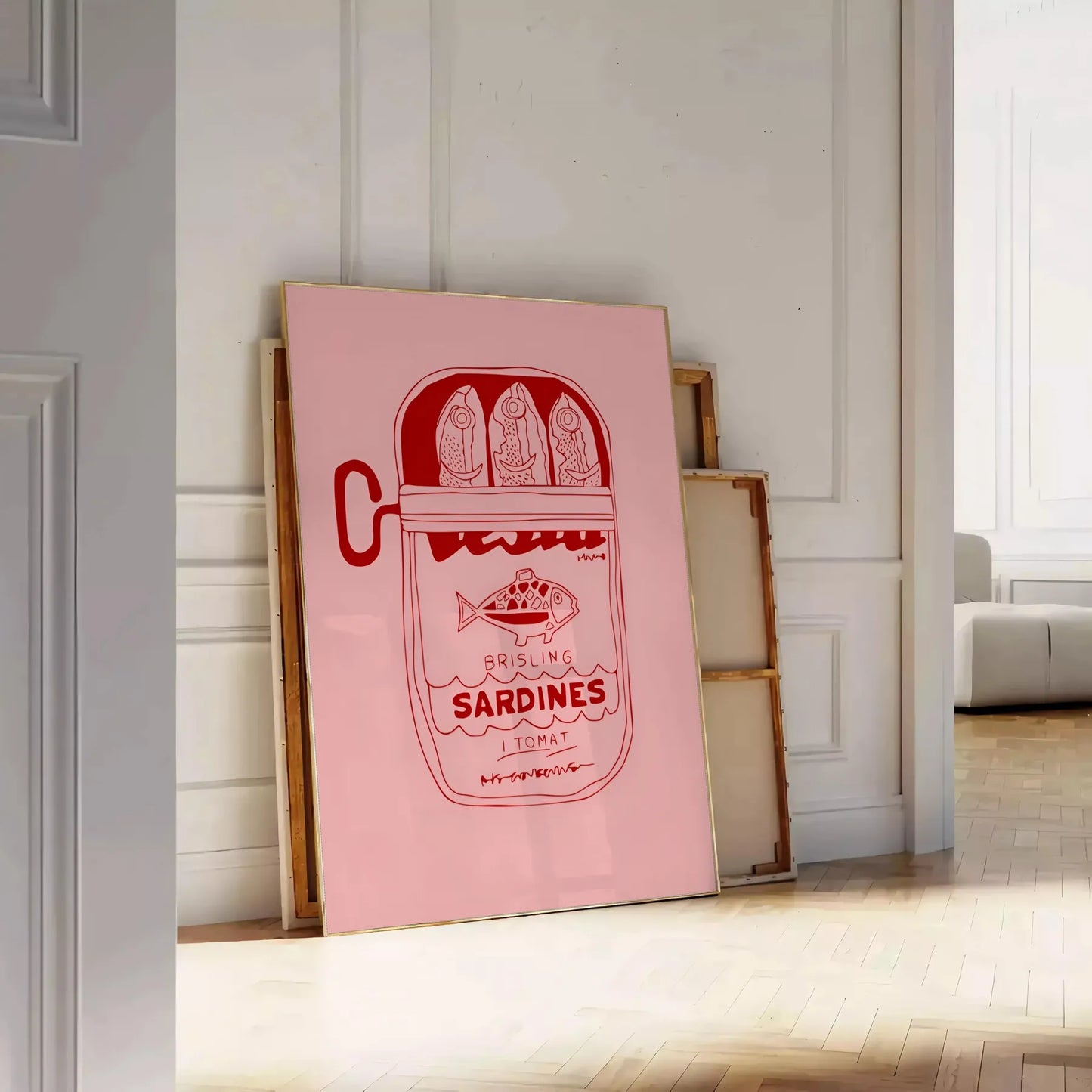 space Sardine Kitchen poster rustic brown gray hues unique wall art charming culinary touch room perfect gift sizes A4 cm A0