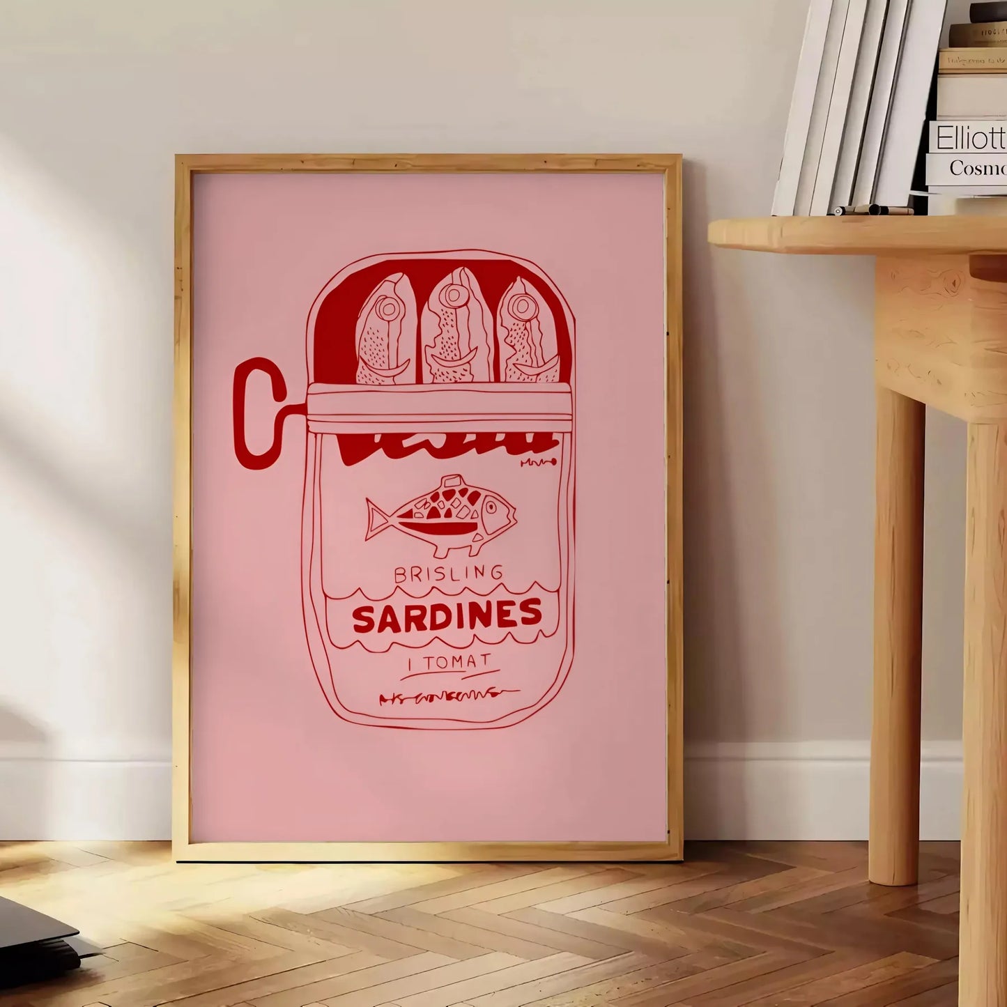 space Sardine Kitchen poster rustic brown gray hues unique wall art charming culinary touch room perfect gift sizes A4 cm A0