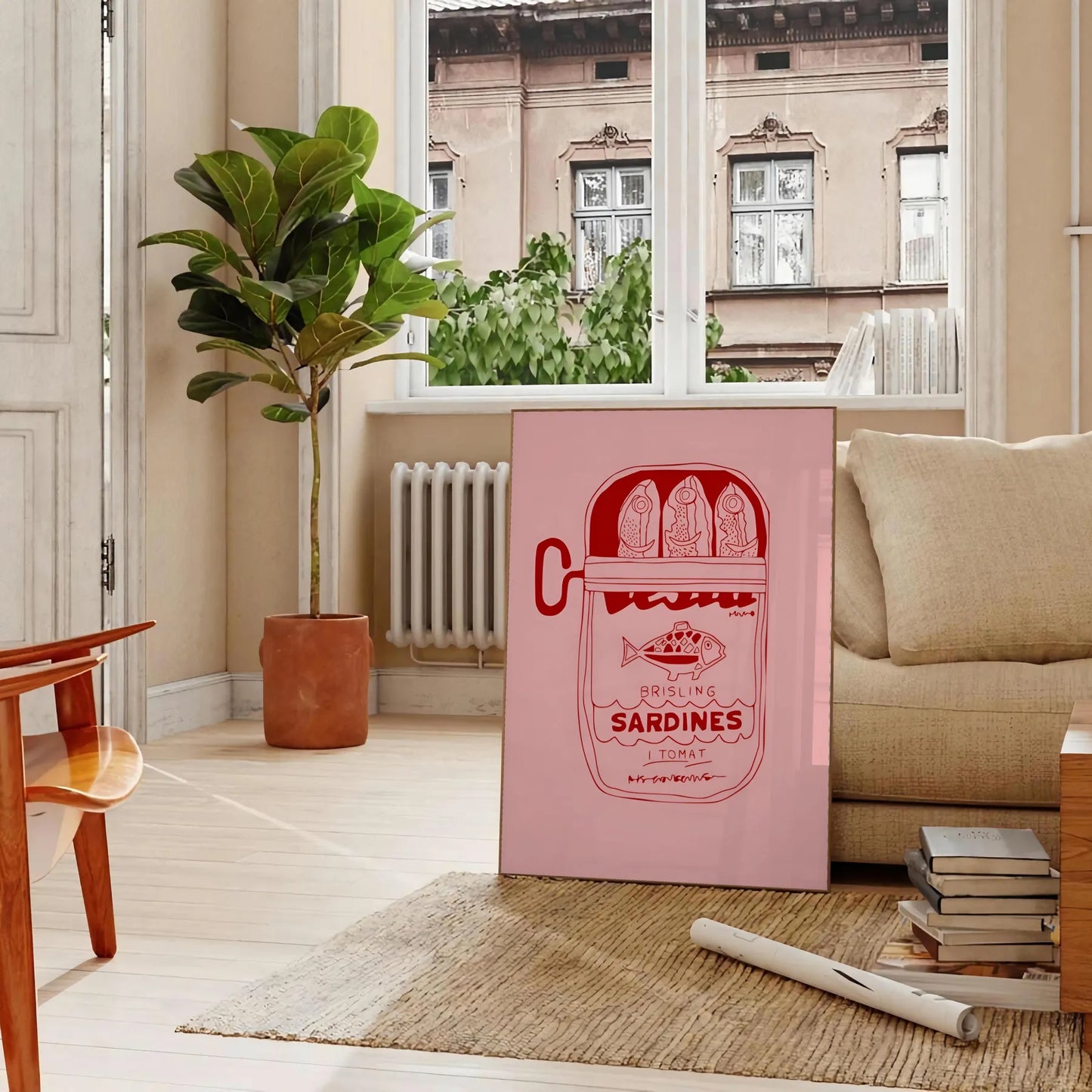 space Sardine Kitchen poster rustic brown gray hues unique wall art charming culinary touch room perfect gift sizes A4 cm A0