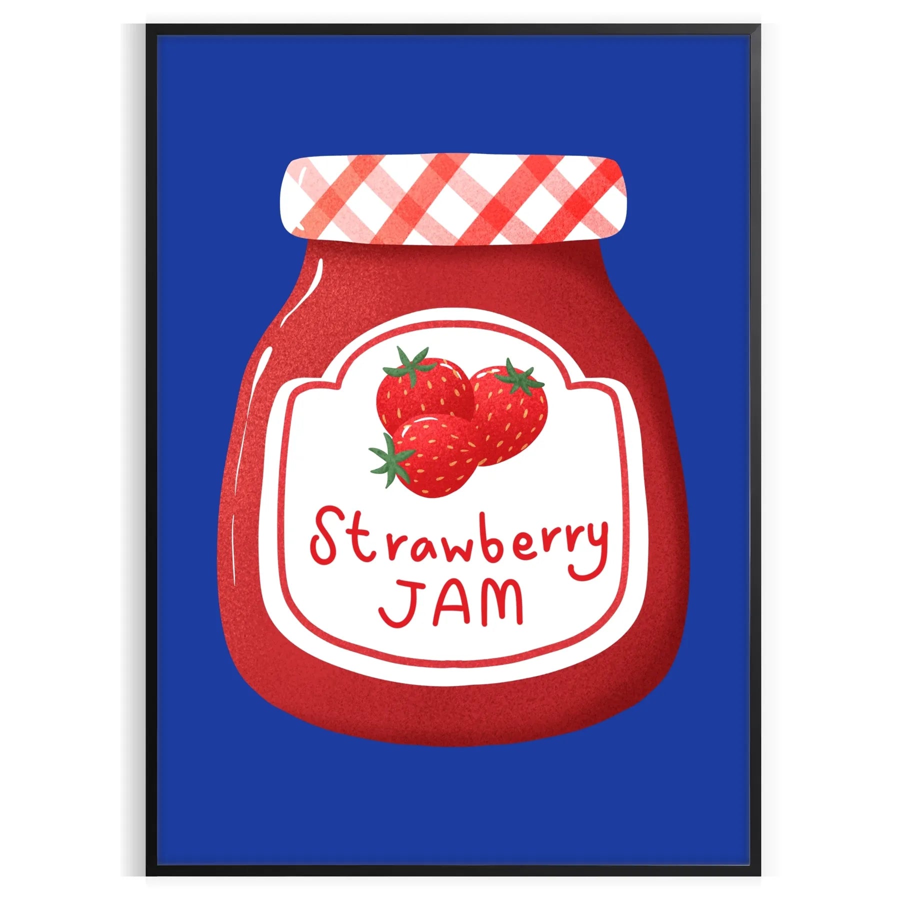 kitchen charming haven Strawberry Jam Art Poster rich blue brown hues captivating wall perfect gift culinary enthusiast unframed styles decor needs