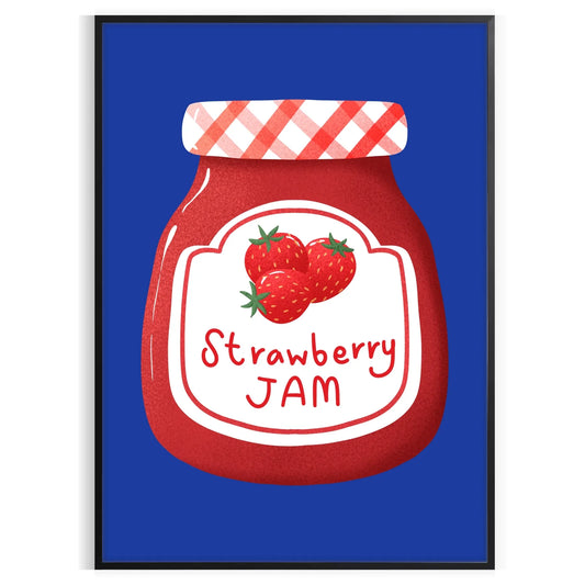 kitchen charming haven Strawberry Jam Art Poster rich blue brown hues captivating wall perfect gift culinary enthusiast unframed styles decor needs