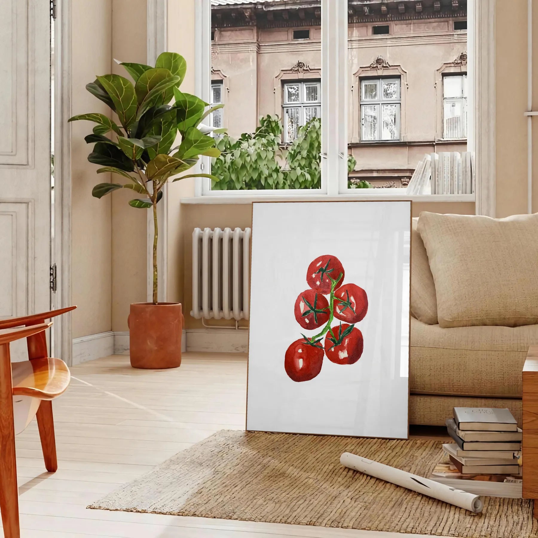kitchen captivating tomatoes poster earthy brown lush green tones vibrant wall art perfect food lovers ideal gift space stunning artwork print